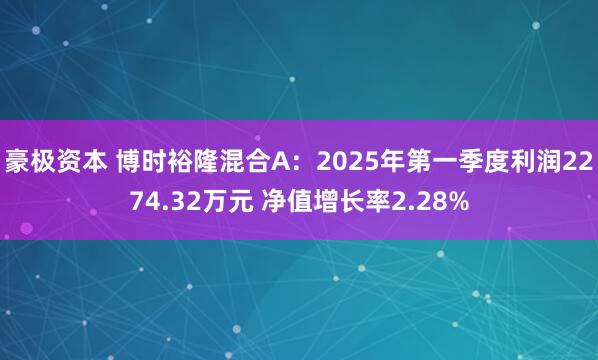 豪极资本 博时裕隆混合A：2025年第一季度利润2274.32万元 净值增长率2.28%