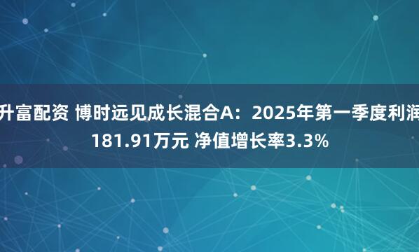 升富配资 博时远见成长混合A：2025年第一季度利润181.91万元 净值增长率3.3%
